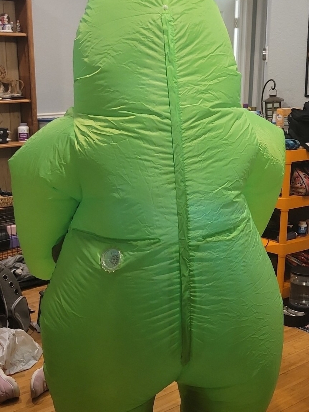 Spirit Inflatable Slimer-Style Costume in Bright Green with Printed Details - Picture 4 of 7